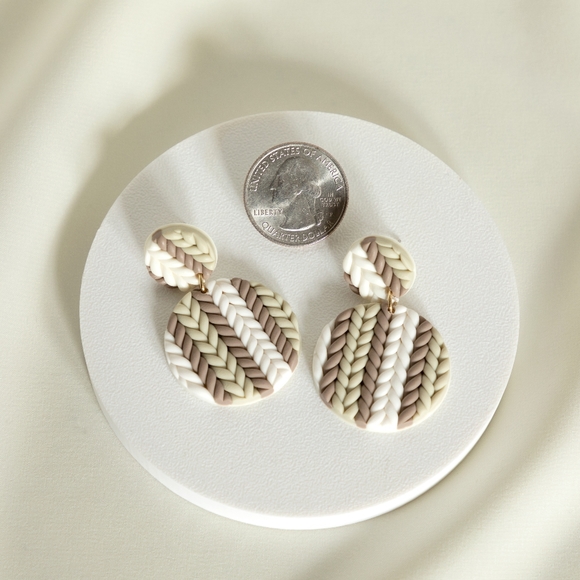 Olive Knit Earrings - Picture 6 of 6